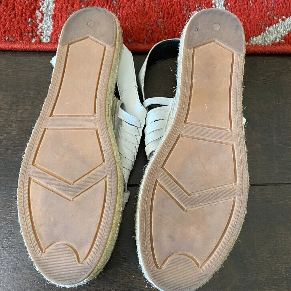 Womens REBECCA MINKOFF White Leather Espadrille Sandals Platform sz. 8